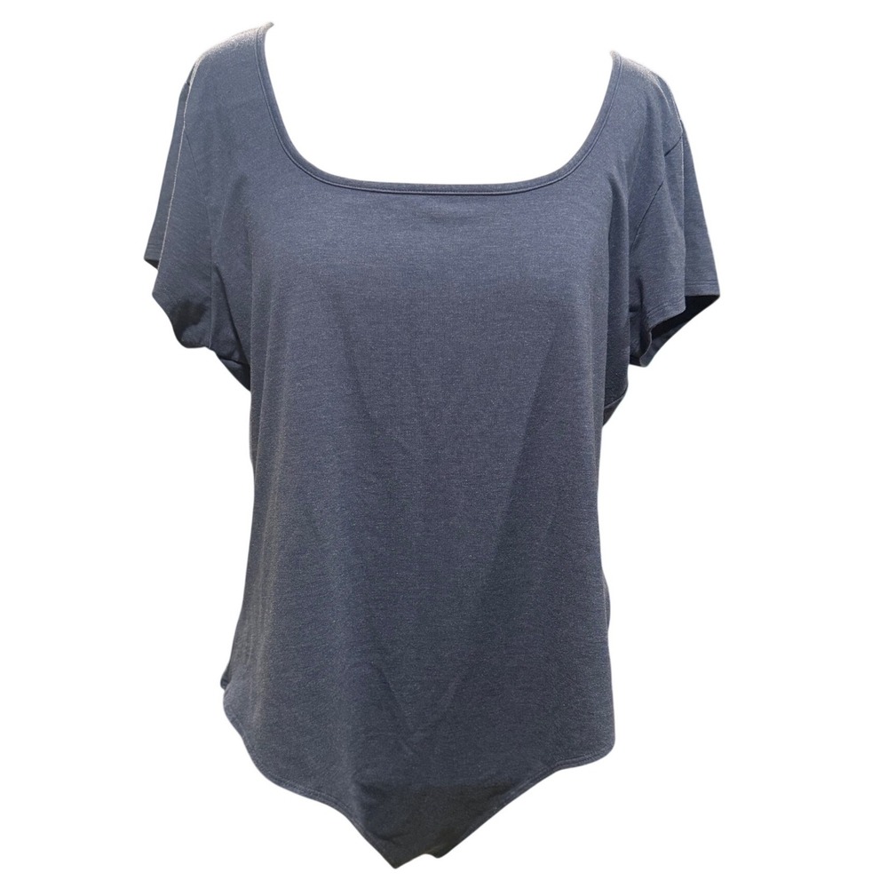 American Eagle Womens XXL Blue Square Neck Short Sleeve Bodysuit Scoop Back
